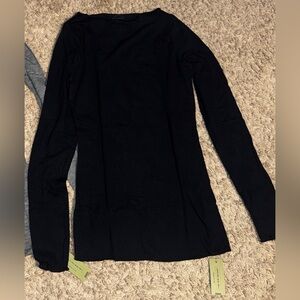 Intimissimi Black Boat Neck Modal Cashmere Ultralight Long Sleeve Top